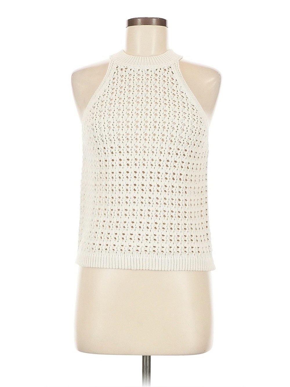 Universal Thread Cream Crochet Halo-Neck Tank Top Medium M